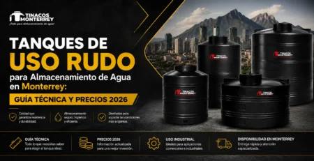 Tanques industriales de uso rudo HDPE refuerzo 40% instalados en planta de Apodaca, Monterrey, Nuevo León 2026